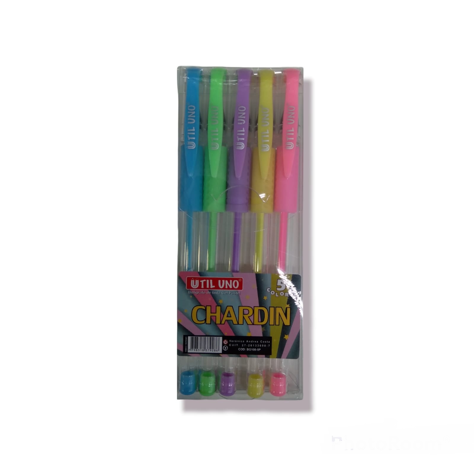 Bolígrafo tinta gel color pastel x 5 unidades