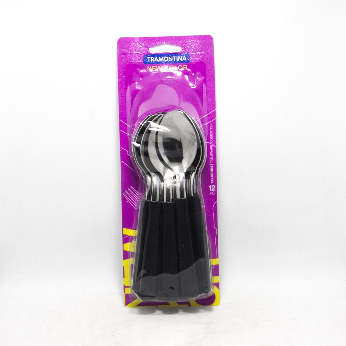 Cucharitas de Te-Set x12 - New Kolor Negro mango plástico Tramontina