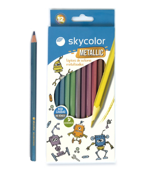 Lápices de Colores Metalizados  x12unidades  Skycolor