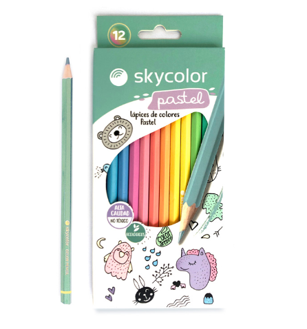 Lápices de Colores Pastel  x12unidades  Skycolor