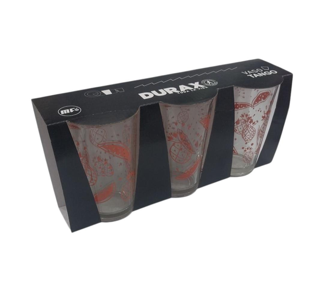 VASO VIDRIO X 3 UNIDADES ESTAMPADO EN CAJA DURAX