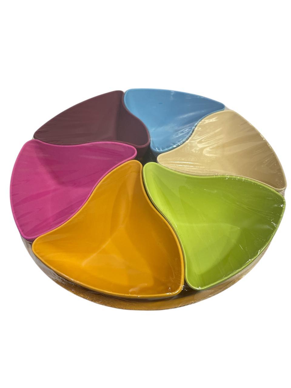 COPETINERO PORTA SNACKS PLASTICO CON 6 DIVISIONES