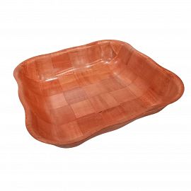 BANDEJA PLASTICA SIMIL MADERA CUADRADA 28CM